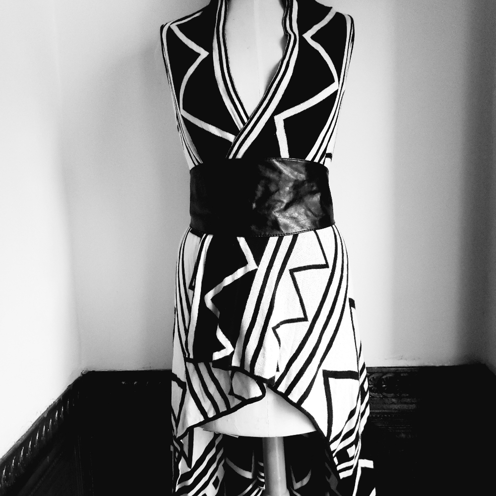 BCX Blk/Wht Graphic Print Duster- Sz XS